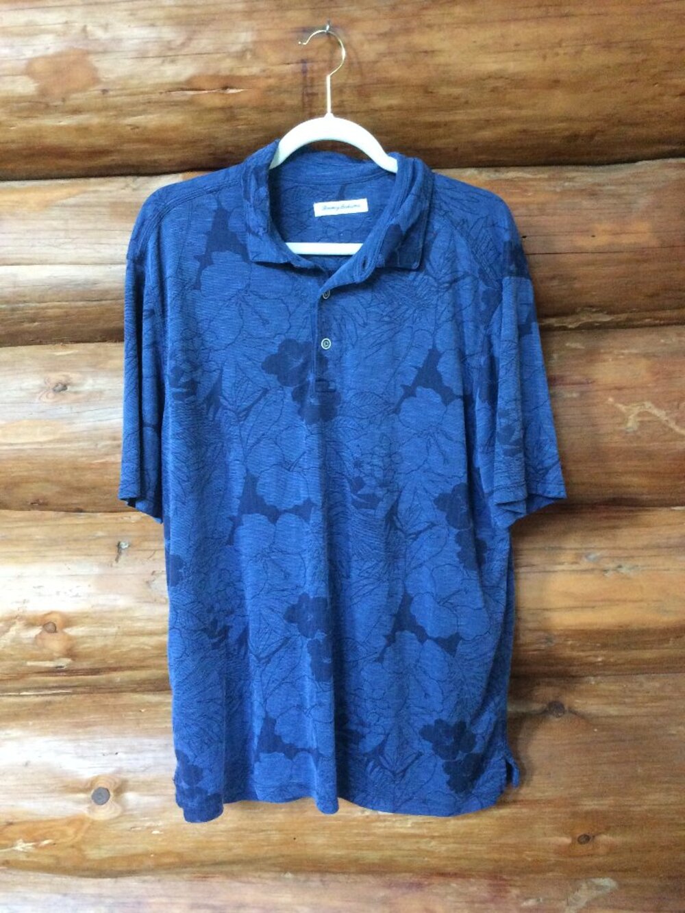 Tommy Bahama Sport Miramar Blooms Mens Tropical Golf Polo Shirt Blue Size XL